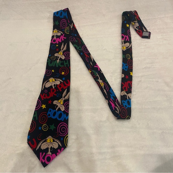 Vintage 1993 Looney Tunes by Balancine Wile E. Coyote Necktie Neck Tie Silk - Picture 1 of 8